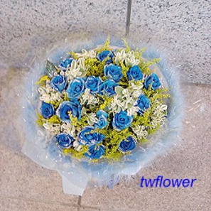 藍染玫瑰花束